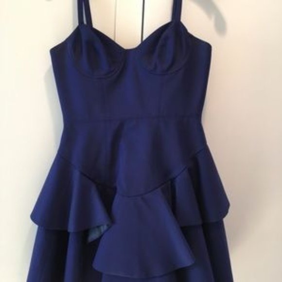 Rebecca Taylor Bustier Cobalt Blue Flounced Party Dress, sz 4 - Picture 3 of 8